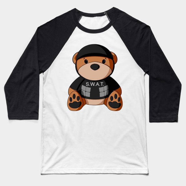 S.W.A.T. Police Teddy Bear Baseball T-Shirt by Alisha Ober Designs